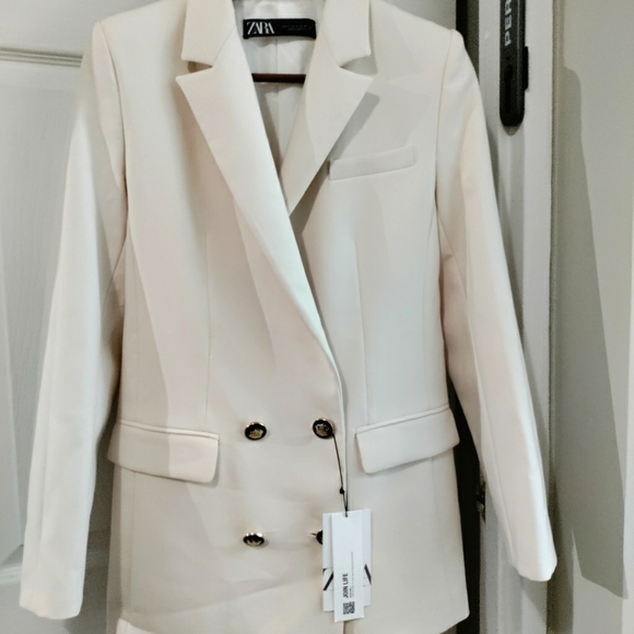 BNWT Zara cream double breasted blazer - Picture 7 of 9